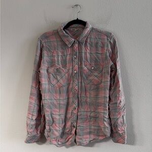 Faherty Plaid Button Up M Blue Pink